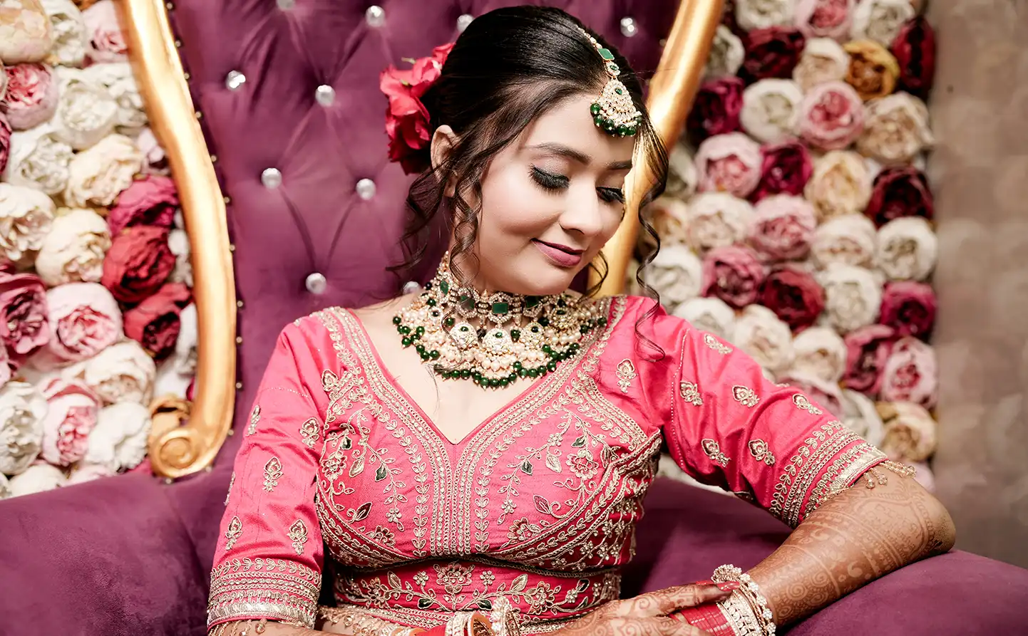 Bride sitting on wedding stage during traditional Bihar wedding ceremony
