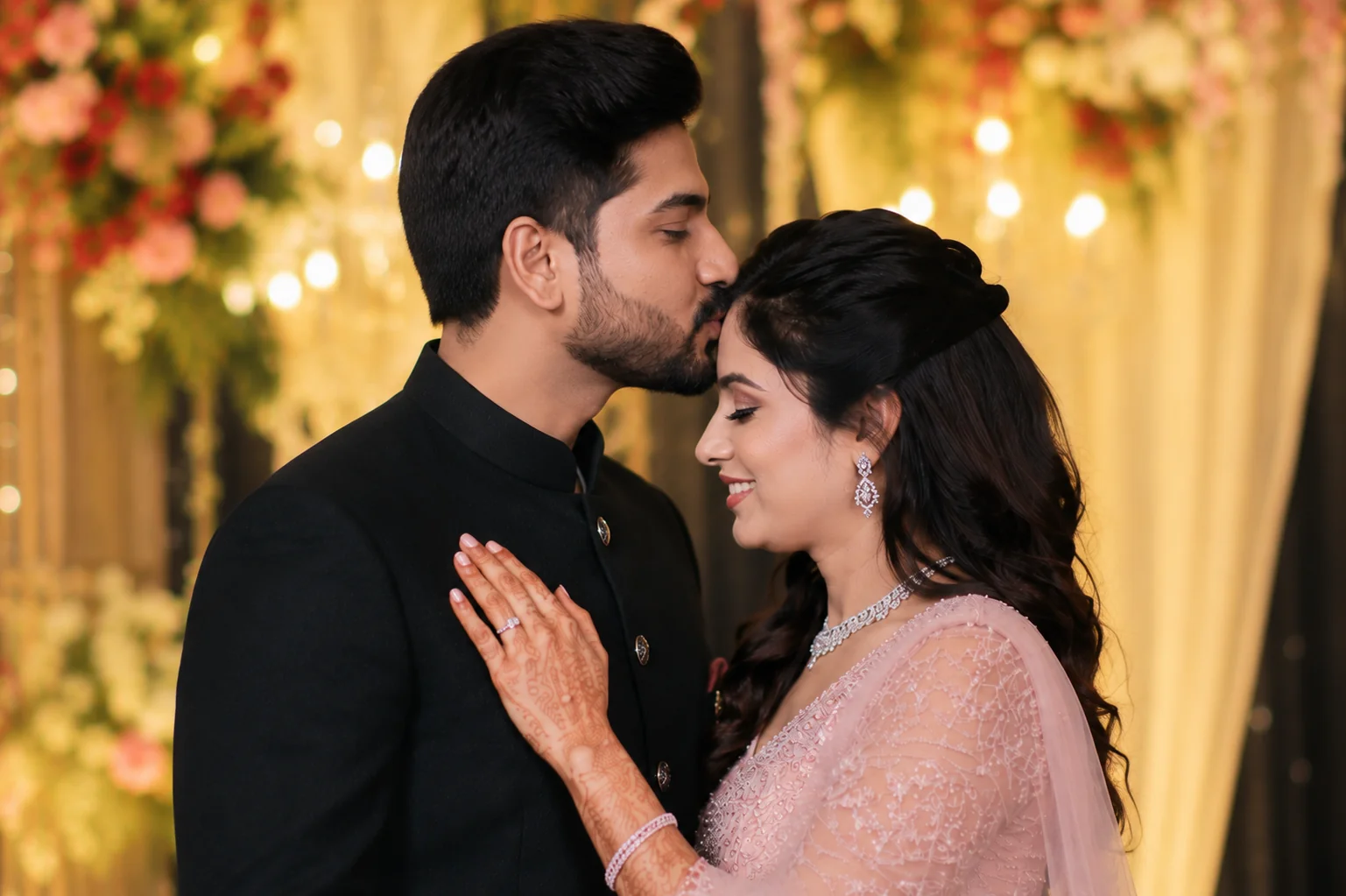 Best engagement photography in Delhi capturing ring ceremony and couple portraits